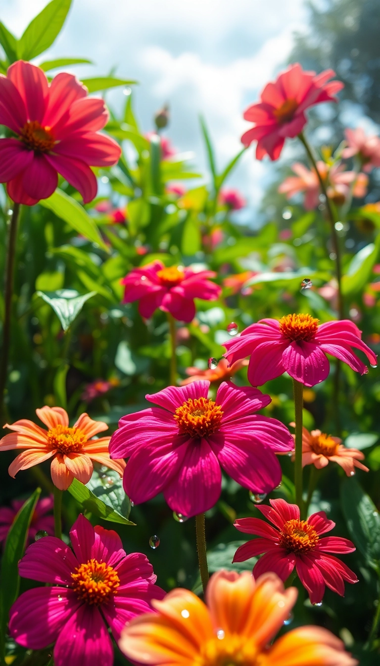 Free AI Spring Rain Garden iPhone Captivating Wallpaper
